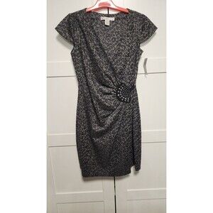 AA Studio AA Women's Sz 10 Dress Short Sleeve Faux Wrap Stretch Career